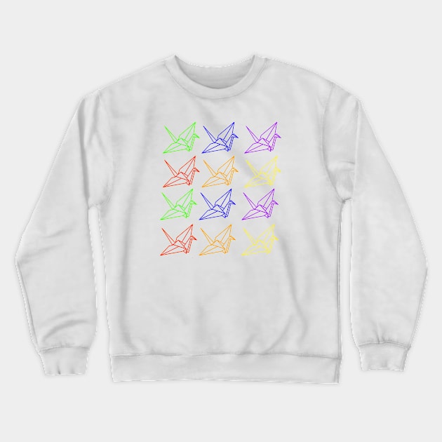 Rainbow Cranes Crewneck Sweatshirt by artoraverage